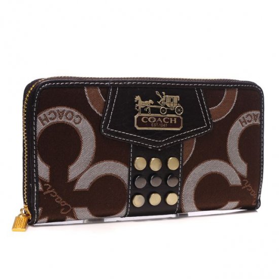 Coach Waverly Stud In Signature Large Coffee Wallets AGT - Click Image to Close